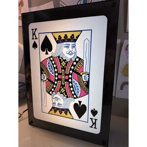 VTG  90's  Rabbit Tanaka King of Spades  Light Box Sign Man Cave Poker WORKS